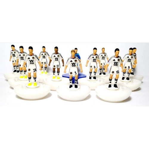 Subbuteo Andrew Table Soccer Wolverhampton Wanderers away kit 2018-19 on Classic Hasbro Bases